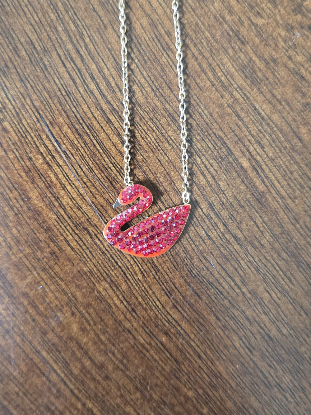 Red Crystal Swan Pendant Necklace